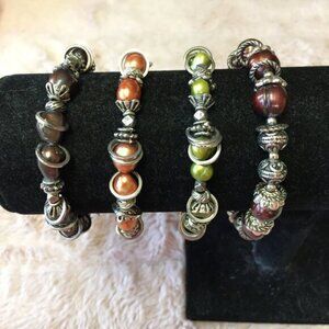 Dyed Cultured pearl bracelets x 4